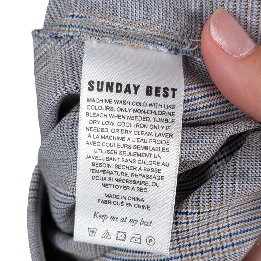 Aritzia Sunday Best Taro Pant Plaid Trousers SZ 0 Gray Office Siren Straight - Picture 8 of 9